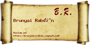 Brunyai Rabán névjegykártya